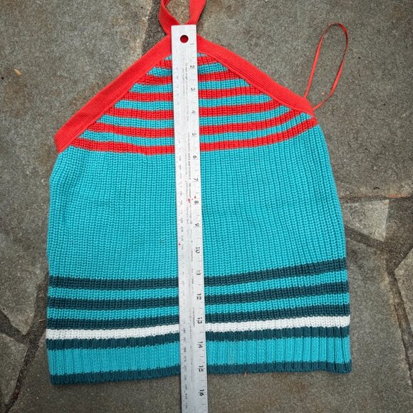 ZARA Knit Halter Top Womens Small Turquoise Cropped Festival Retro - Picture 8 of 9